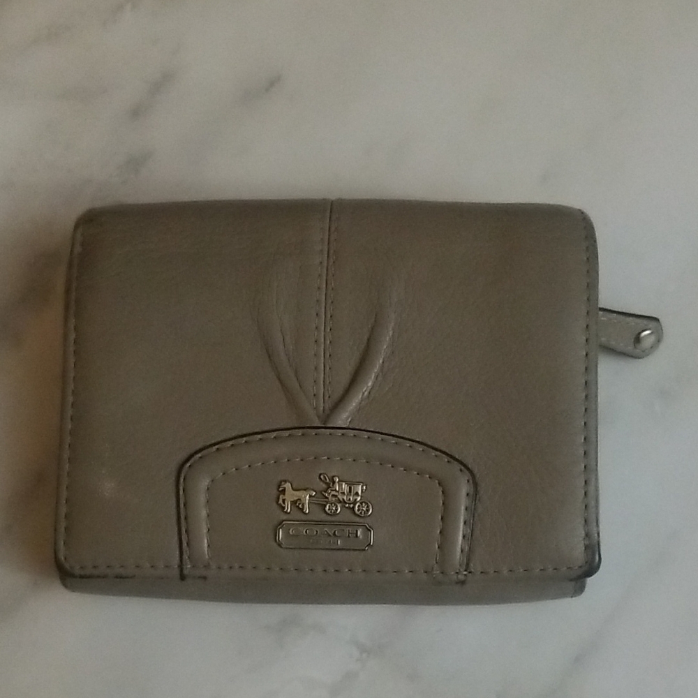 Coach Ashley Leather Clutch Wallet In Taupe